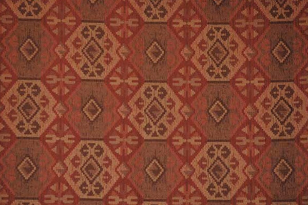 red and tan hexagon print fabric