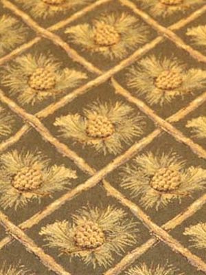 diamond pattern fabric with pinecones and sticks