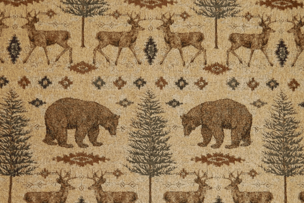 ottowa fabric with deer, bears, and trees - for Flat Rock custom upholstered furniture