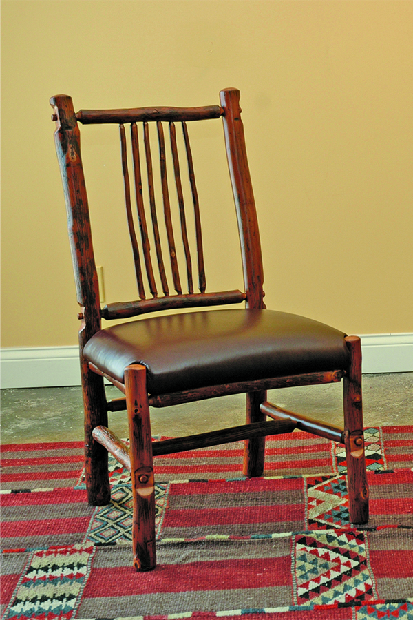 craft side chair with rustic wood frame and leather seat