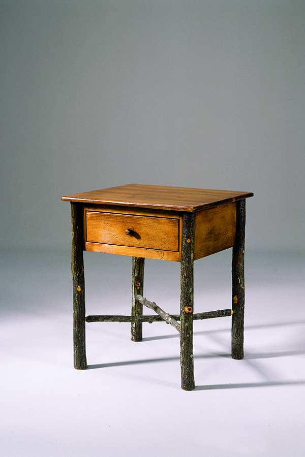 occasional table with drawer and rustic legs