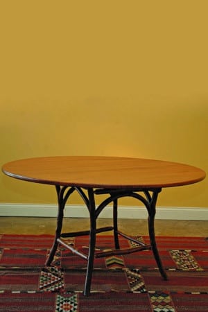 plow handle round dining table