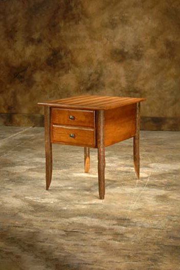 cherry branch end table with drawers