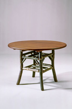 round berea dining table with rustic log legs