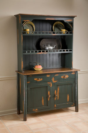 cottage hutch with distressed paint finish