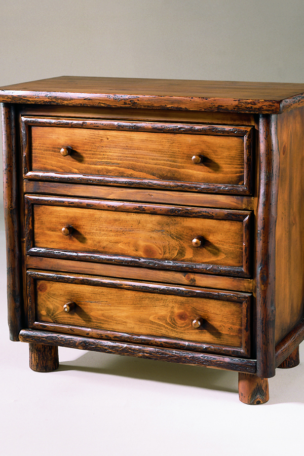 rustic bedroom furniture - three drawer bachelor chest