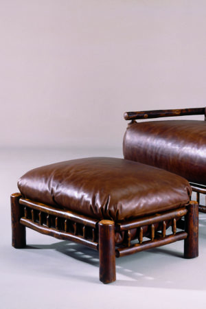 ottoman with dark brown leather upholstery - rustic sofa accessories