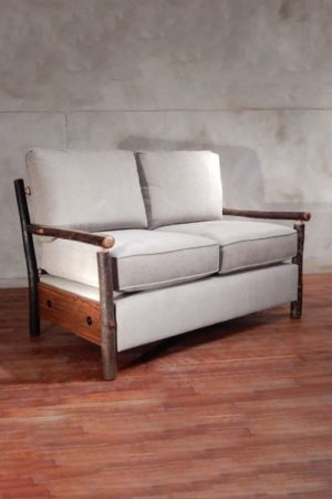 cabin comfort loveseat with fabric upholstery - rustic sofa