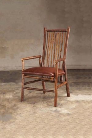 loft arm chair with hickory pole back and leather seat - hickory dining tables and chairs