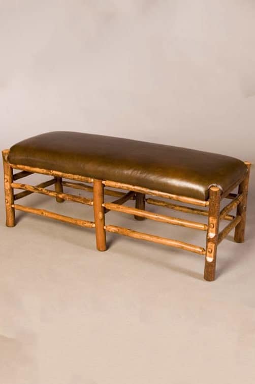 hickory bench with leather upholstery