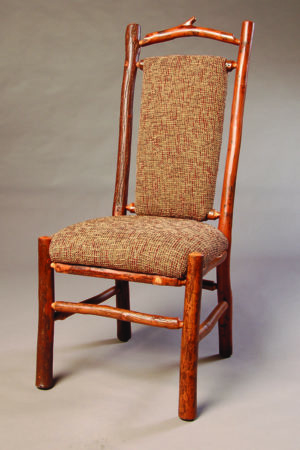 jonas ridge side chair with high back and brown tweed upholstery