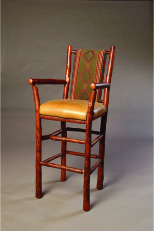 bar chair with arms and upholstered back and seat