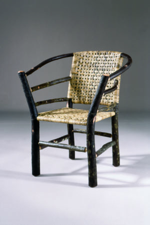 hoop chair with woven caned back and seat