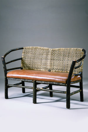 hickory pole settee with woven back