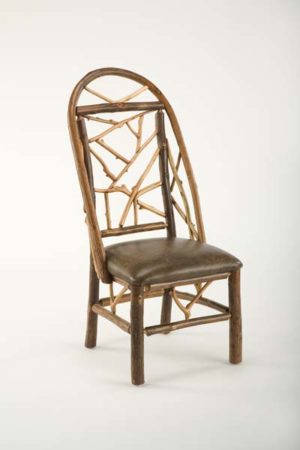Keene Valley side chair with hickory back and leather seat - hickory dining tables and chairs