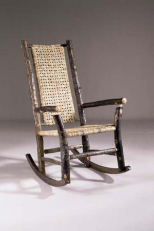 arm chair rocker with woven caned seat and back