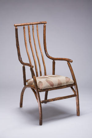 Savannah arm chair with hickory pole back and fabric seat - hickory dining tables and chairs