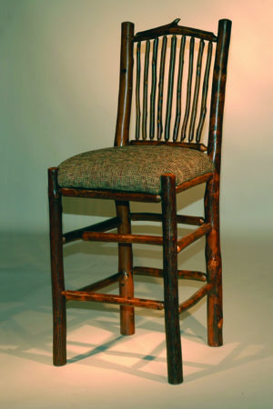 bar chair with wood back and fabric seat