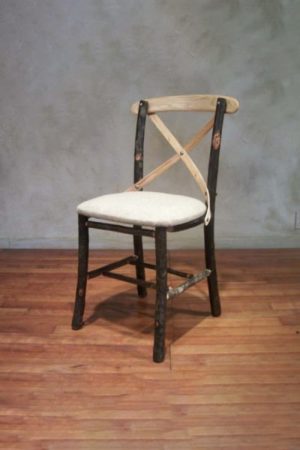 bistro side chair with two tone wood and fabric upholstered seat - hickory dining tables and chairs