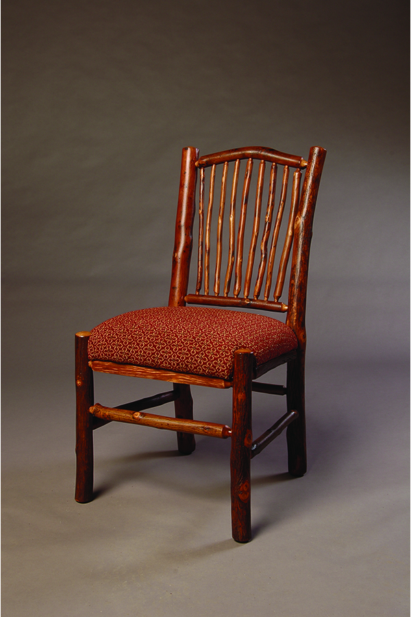 side chair with brown seat and wood back