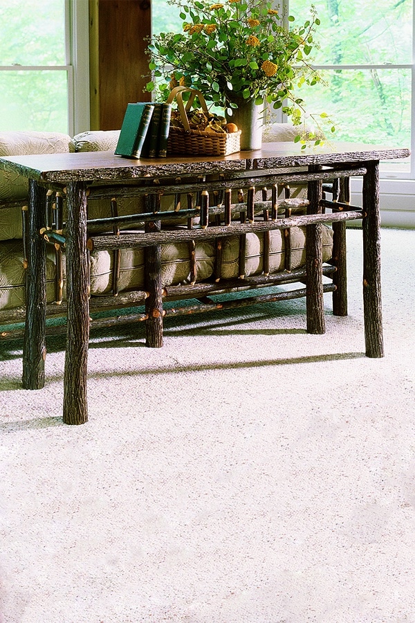 narrow rectangular berea sofa table with rustic wood finish