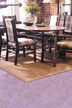 berea oval dining table for six with gray and cream plaid upholstered chairs