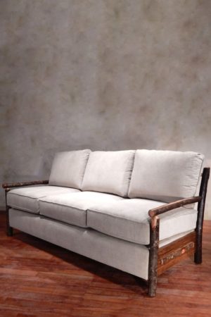 rustic sofa - hickory with taupe upholstery